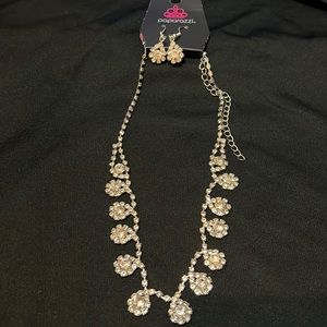 Life of the Party White Rhinestone Choker with matching earrings